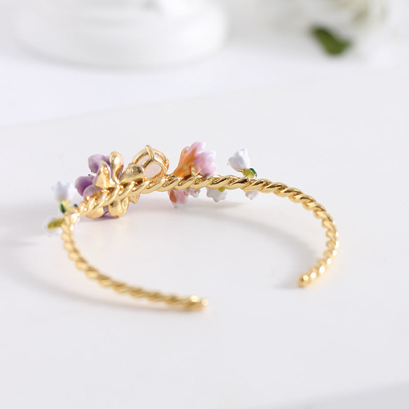 Purple Silver Lotus Bracelet