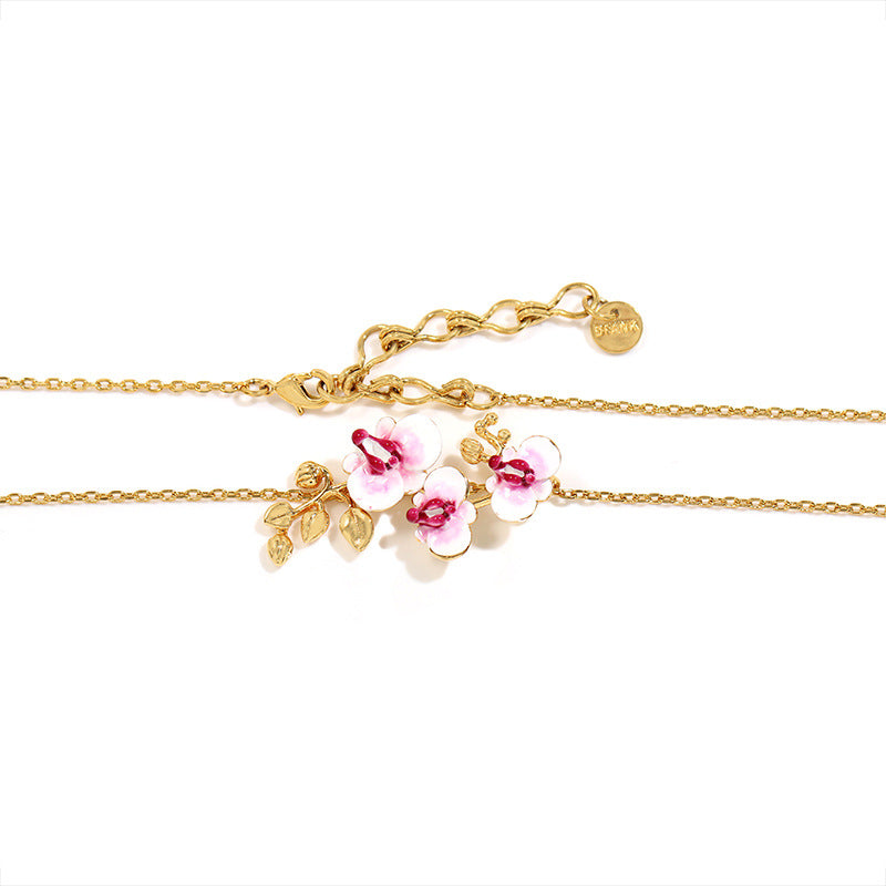 Hand Painted Phalaenopsis Necklace
