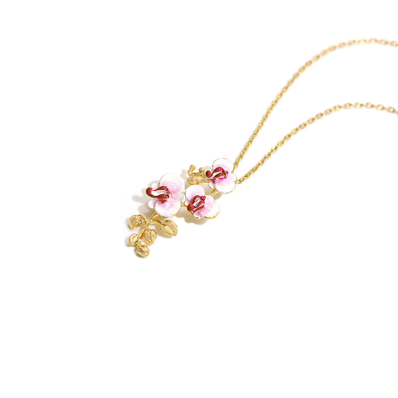Hand Painted Phalaenopsis Necklace