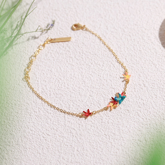 Gradient Maple Leaf with Bird Bracelet