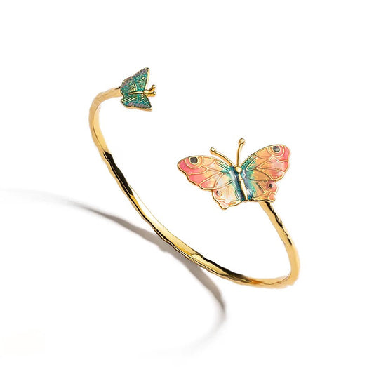 Enameled butterfly bracelet