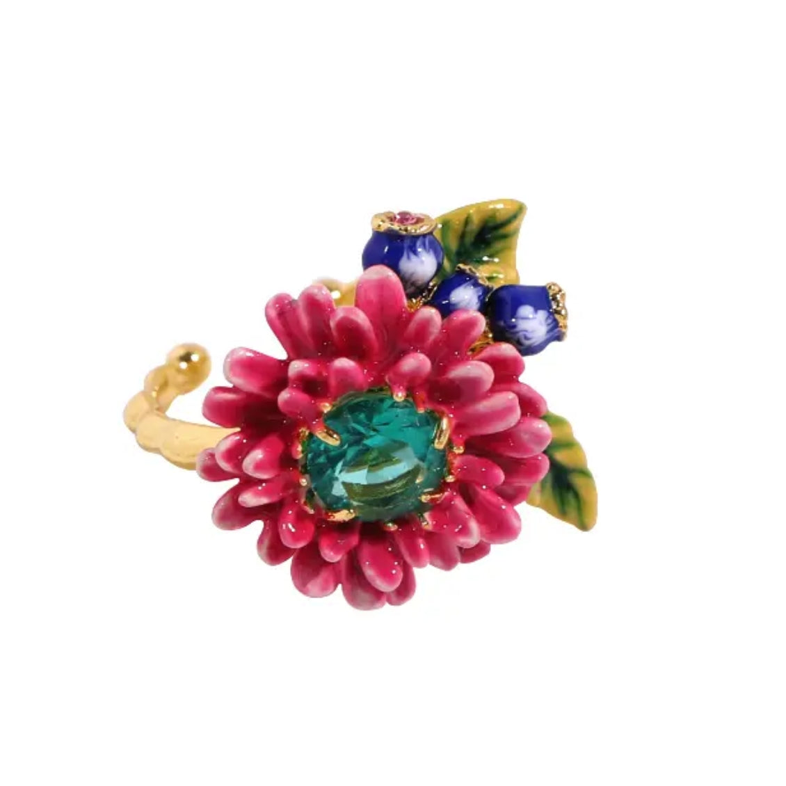 Hand-painted enamel cornflower jewelry collection