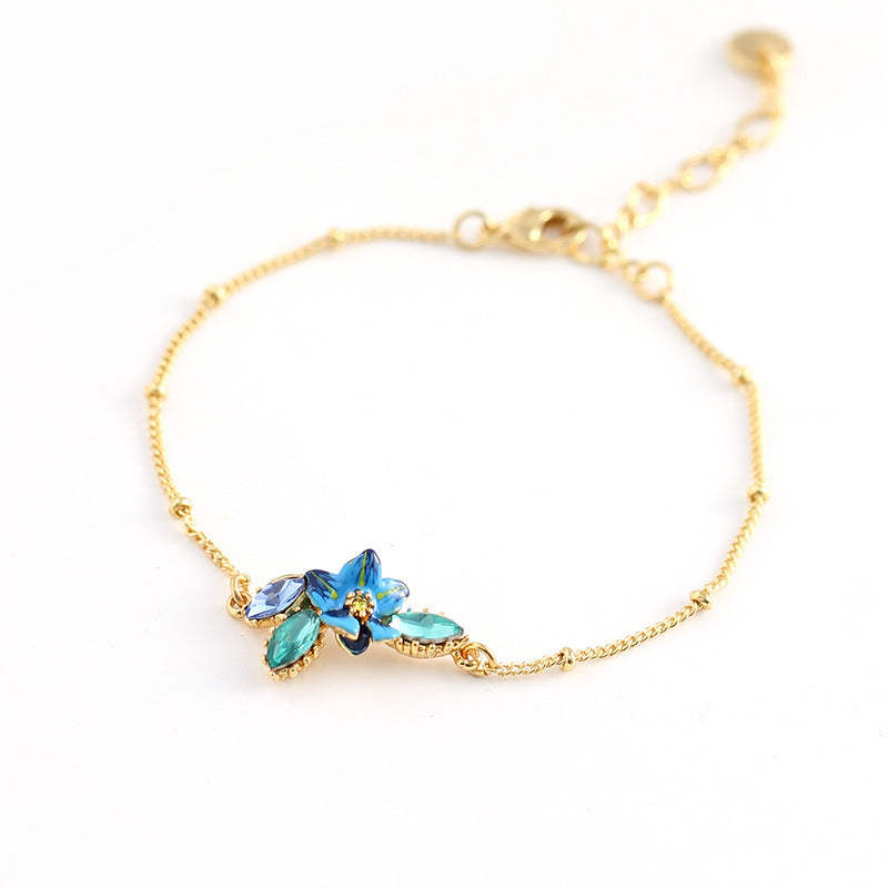 Hand Painted Enamel Blue Iris Bracelet