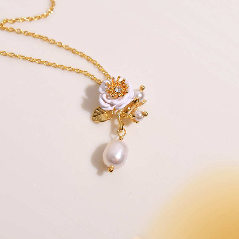 Rose Necklace - One White Rose