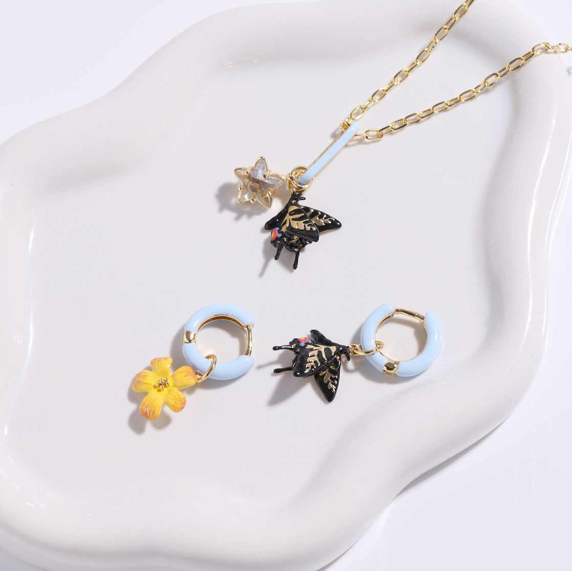 Butterfly with Yellow Jasmine Earring