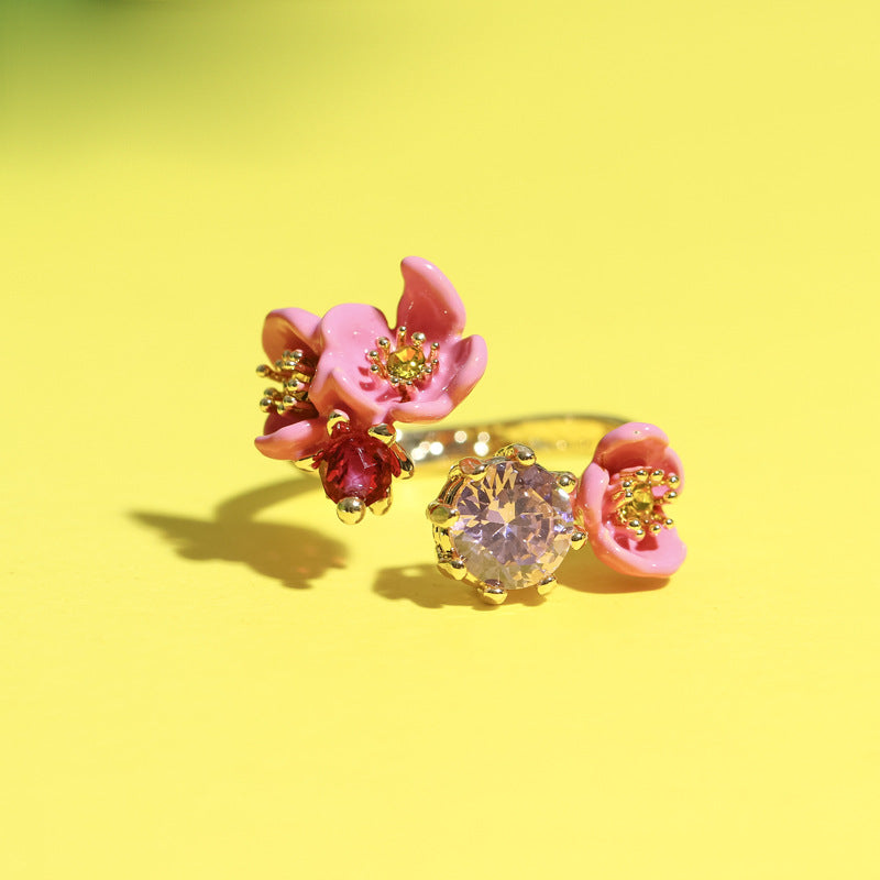 Plum Blossom with Zirconia Ring