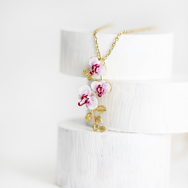 Hand Painted Phalaenopsis Necklace