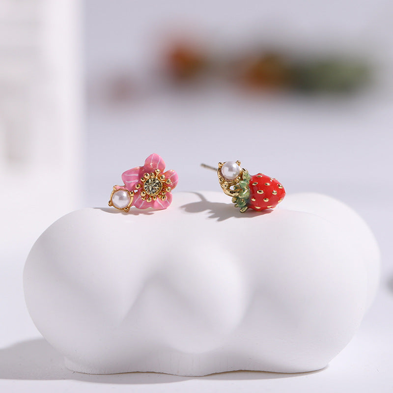 Strawberry and Flower Earring