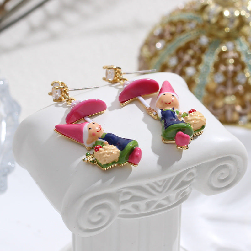 Gnome Jewelry - Mushroom Picking Earring