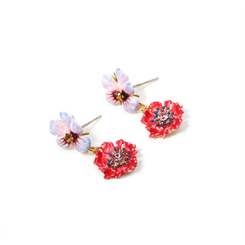 Enamel Pansy Earring