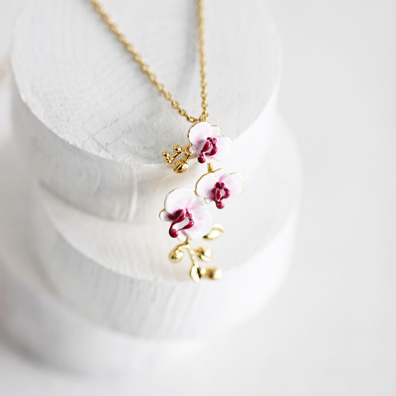 Hand Painted Phalaenopsis Necklace