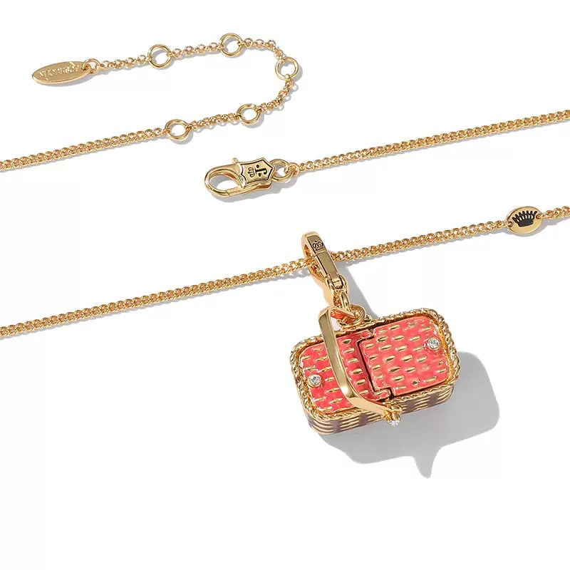 Cute Picnic Basket Pendant Necklace
