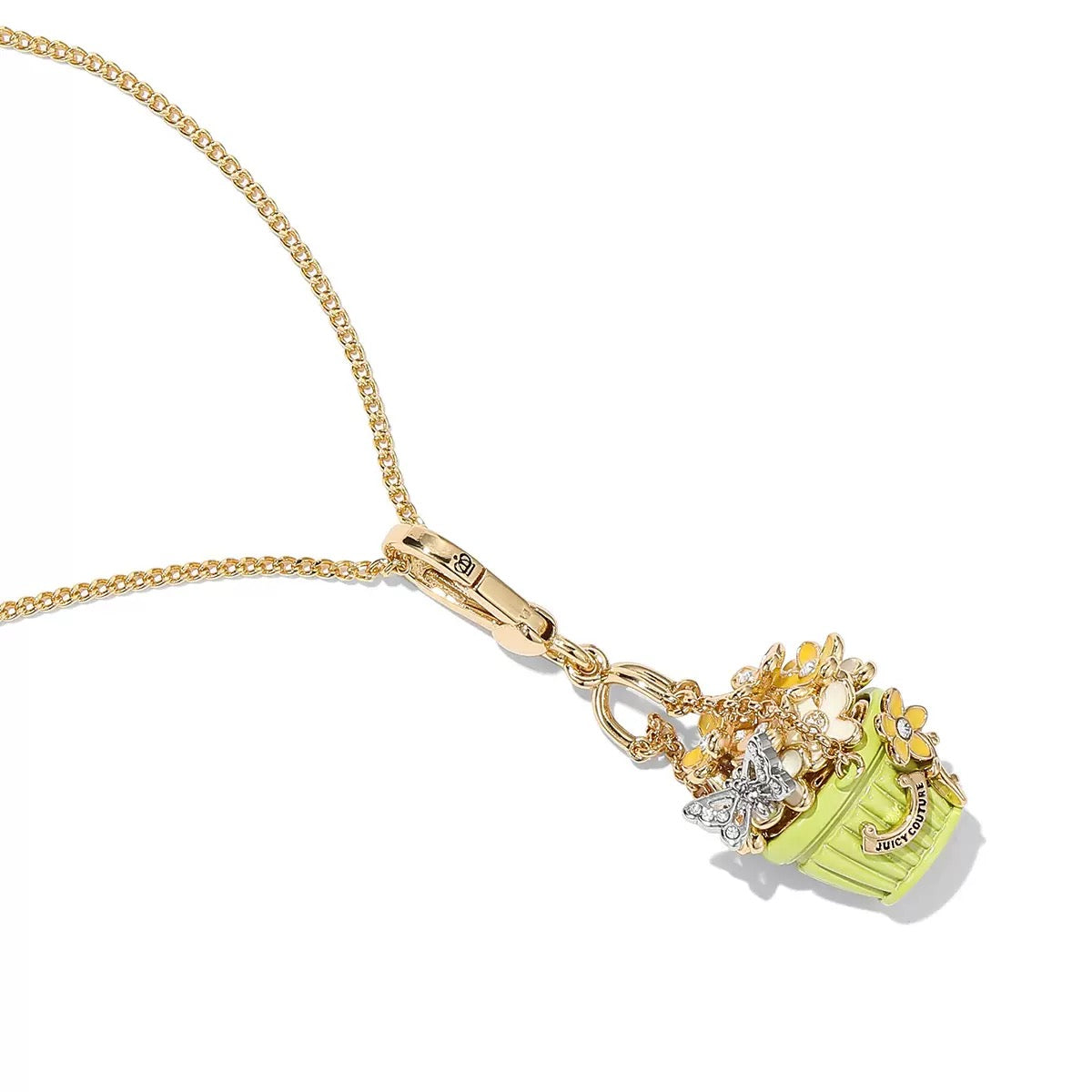 Butterfly Flower Basket Pendant Necklace