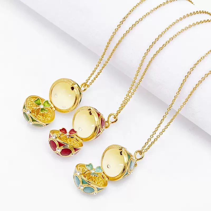 Colored Egg Shamrock Pendant Necklace