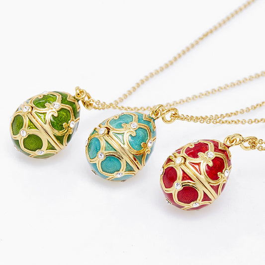 Colored Egg Shamrock Pendant Necklace