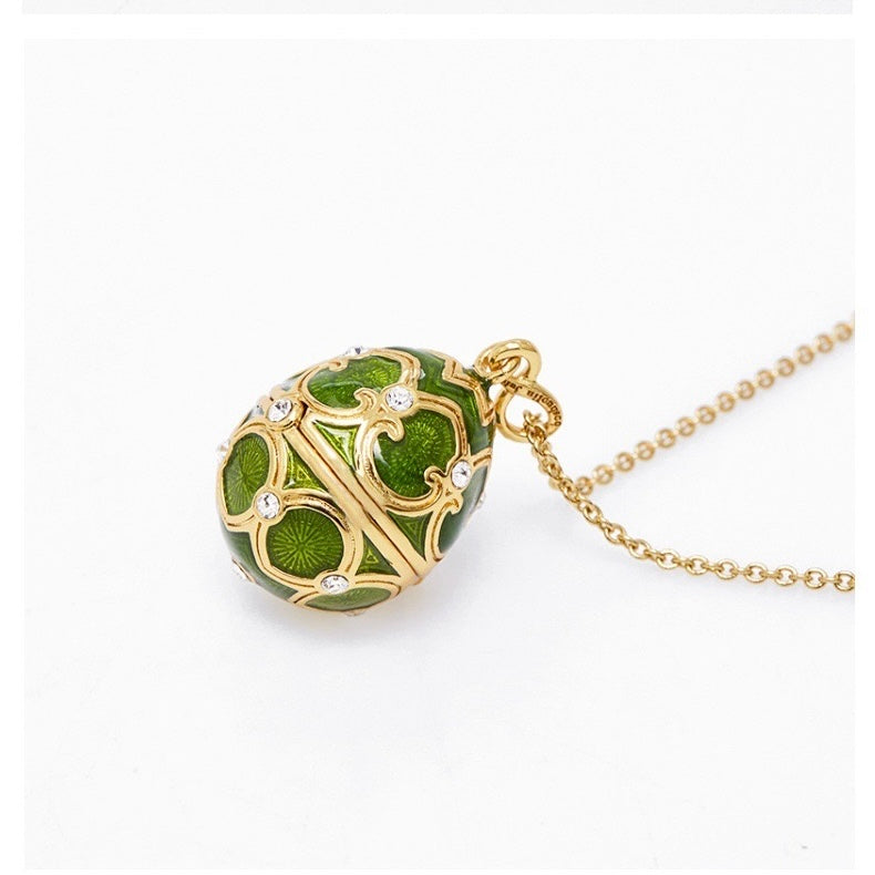 Colored Egg Shamrock Pendant Necklace