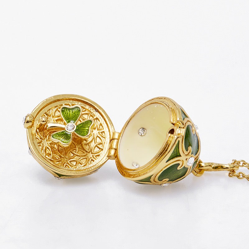 Colored Egg Shamrock Pendant Necklace