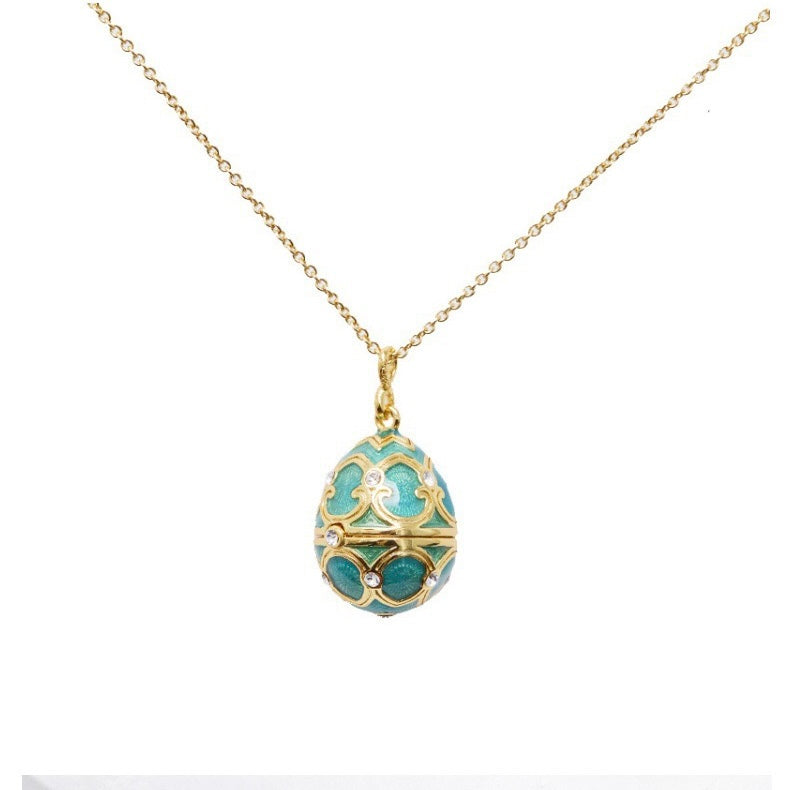 Colored Egg Shamrock Pendant Necklace