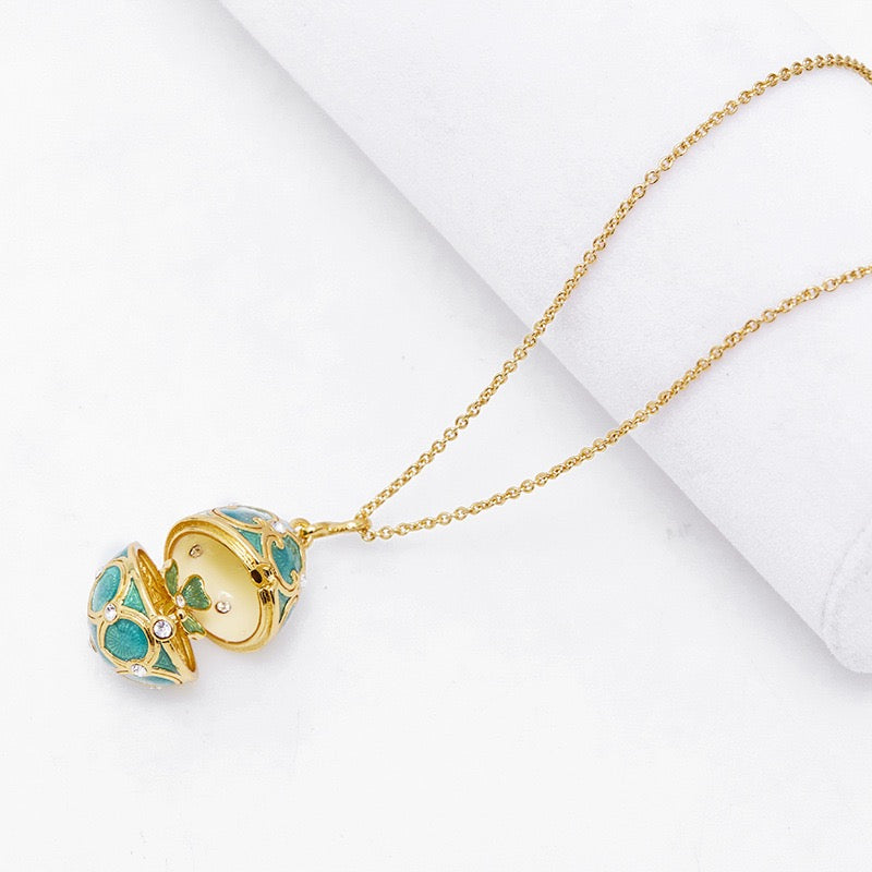 Colored Egg Shamrock Pendant Necklace