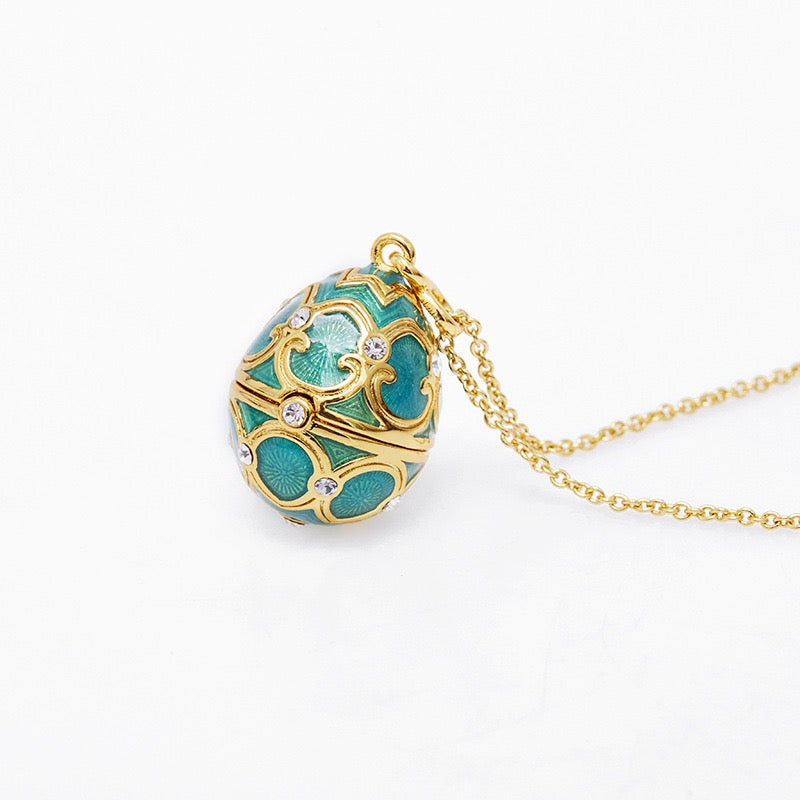 Colored Egg Shamrock Pendant Necklace