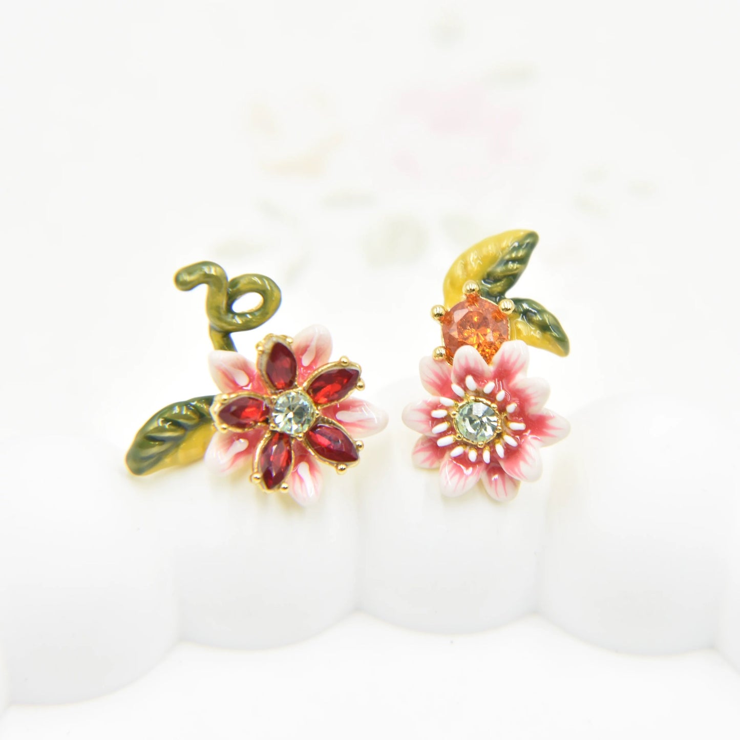 Simple Pink Passion Flower Earring
