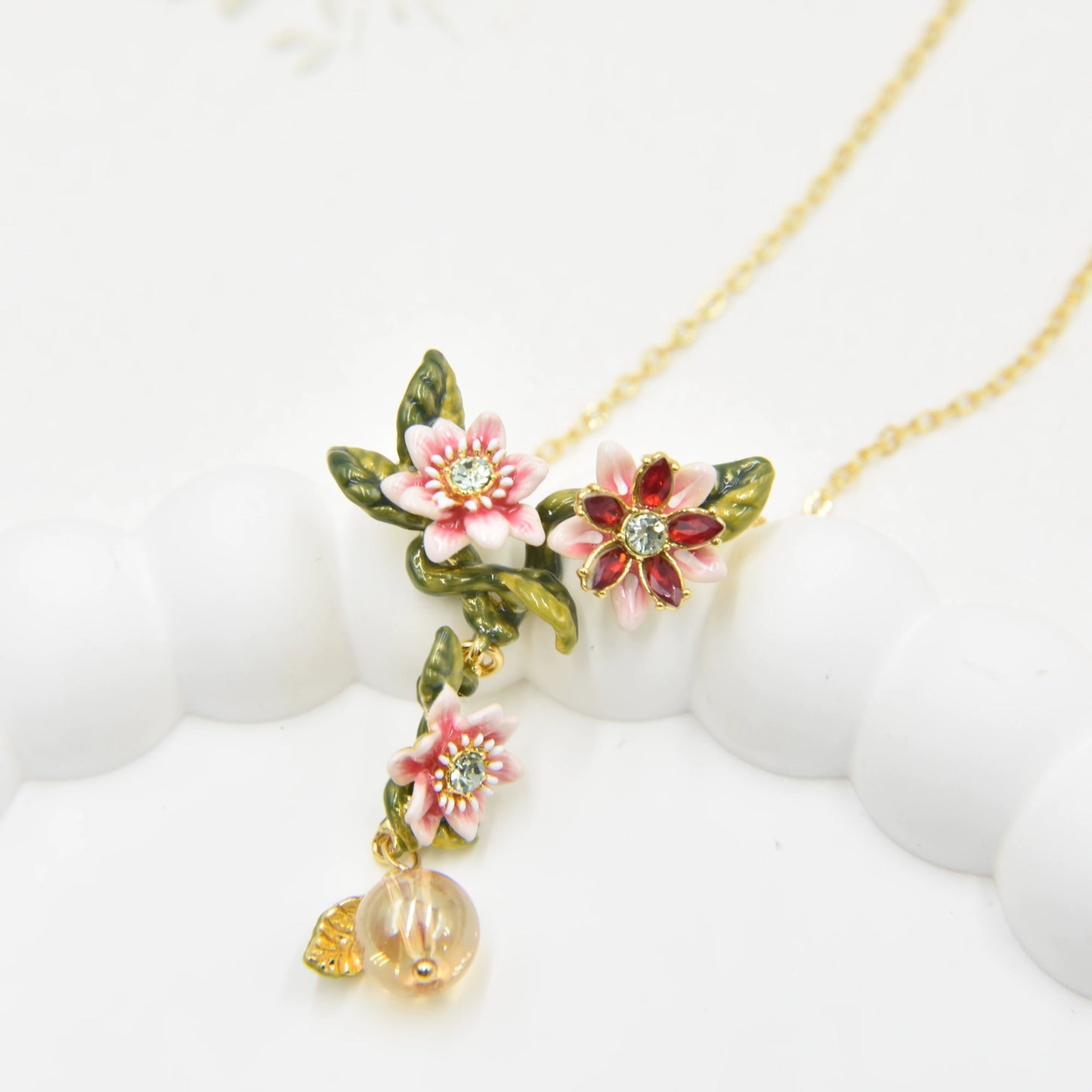 Pink Passion Flower Necklace