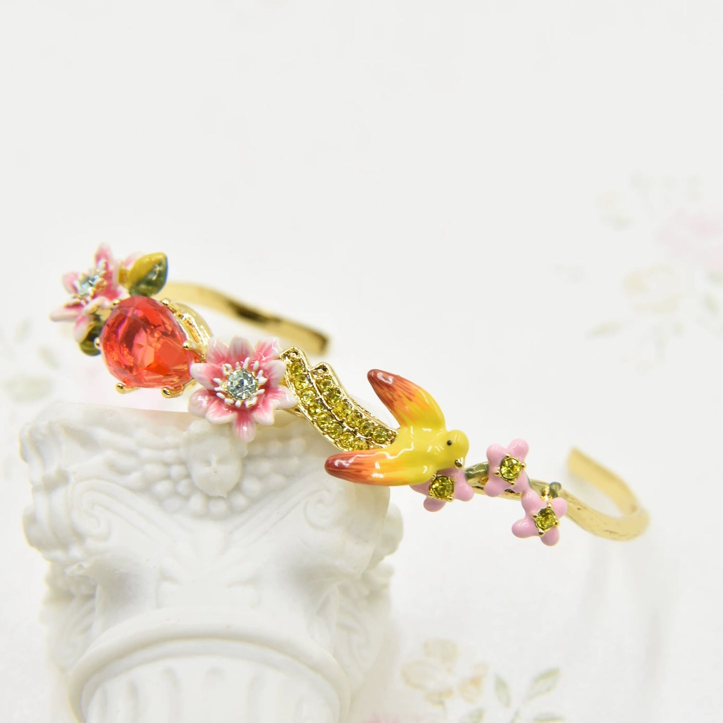 Yellow Bird and Passion Flower Bracelet