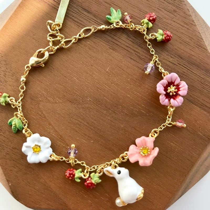 Cute Bunny and Flower Bracelet