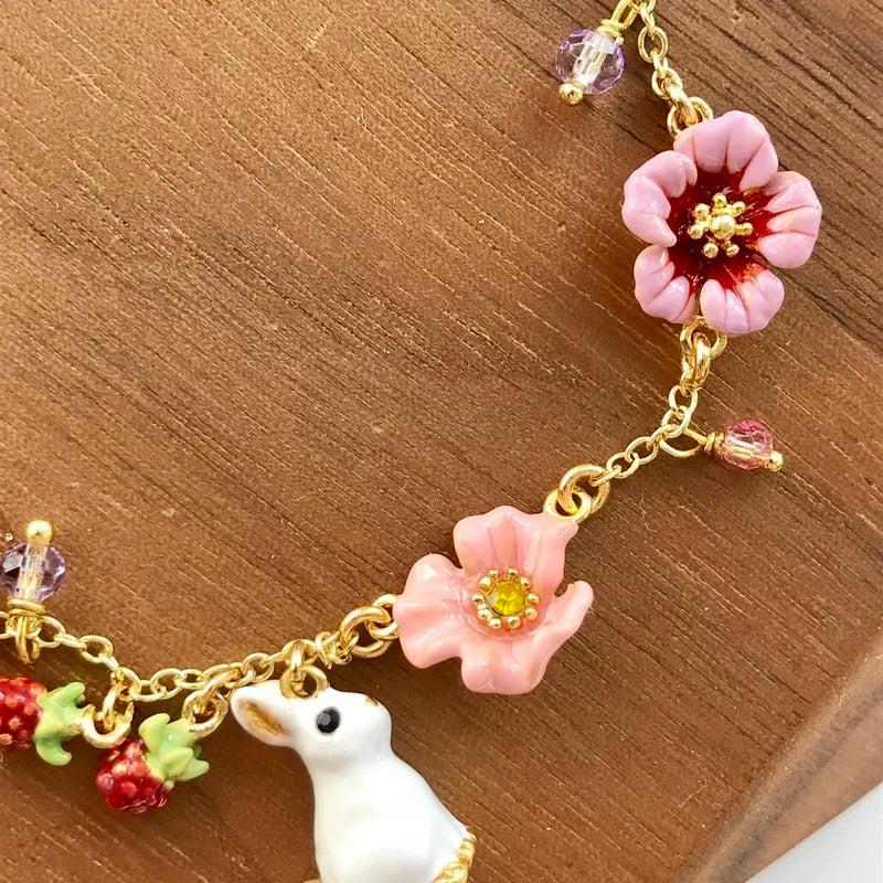 Cute Bunny and Flower Bracelet