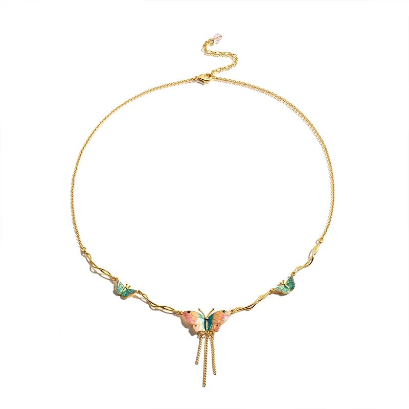 Enameled Butterfly Necklace