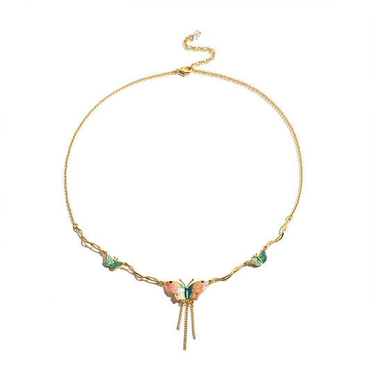 Enameled Butterfly Necklace