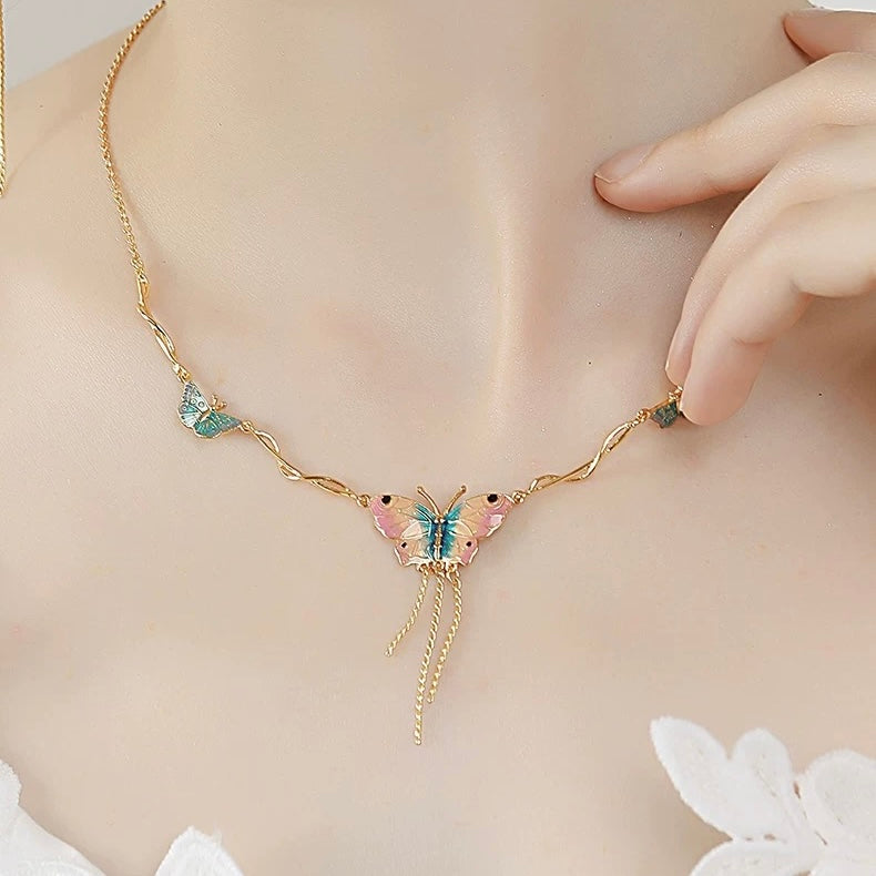Enameled Butterfly Necklace