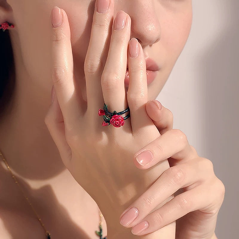 Enamel Rose Ring