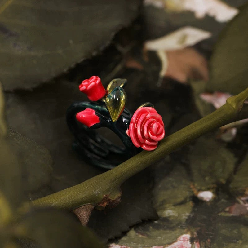Enamel Rose Ring