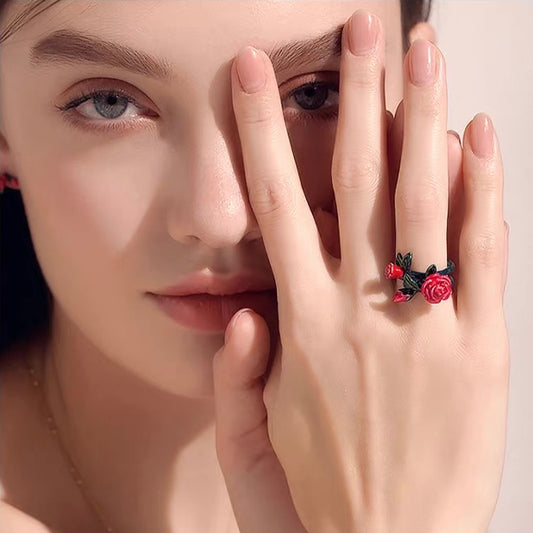 Enamel Rose Ring