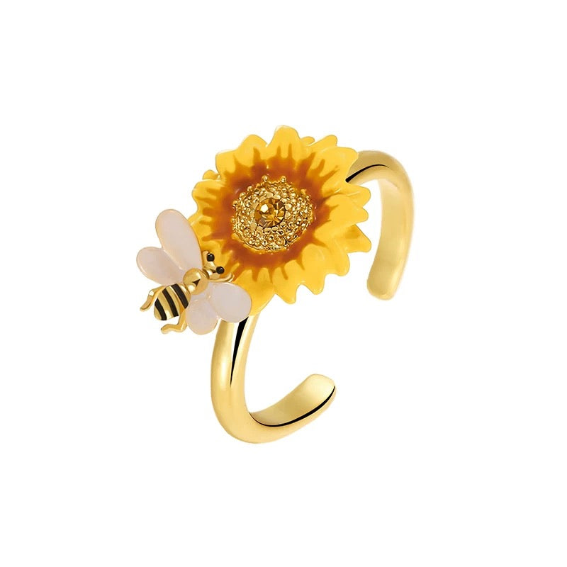 Bee and Sunflower Ring
