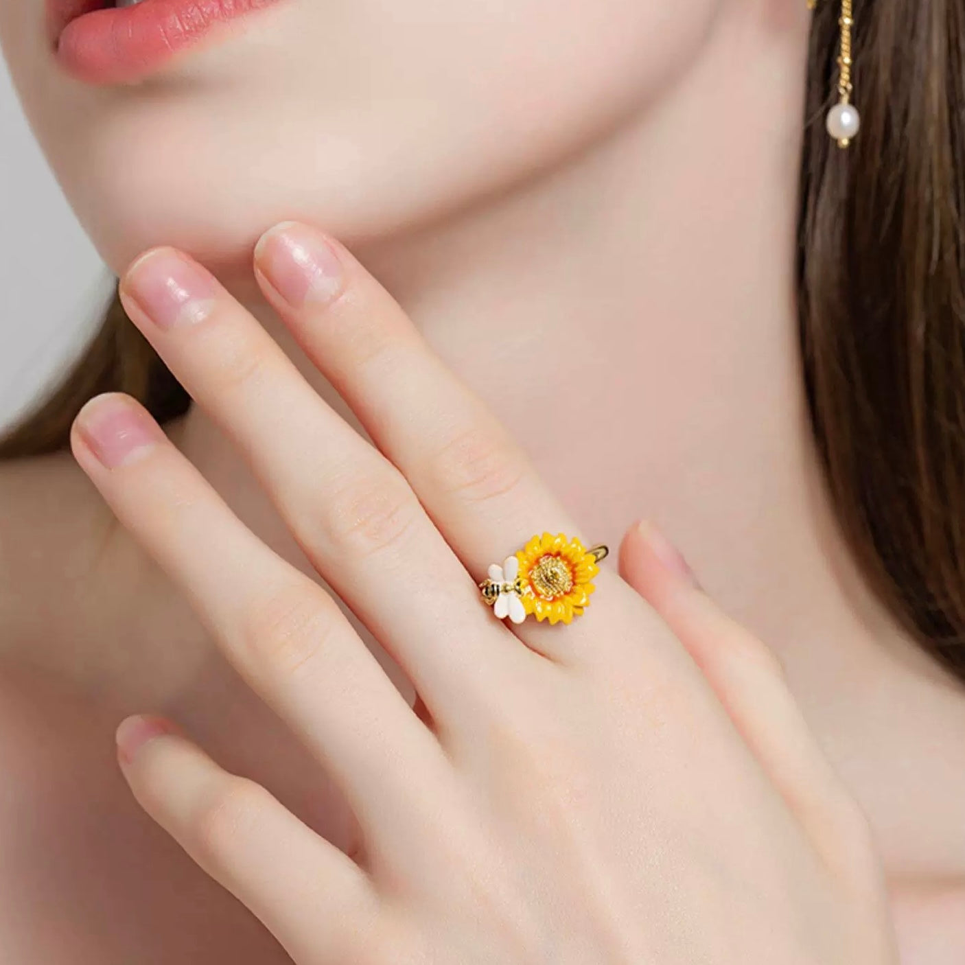 Bee and Sunflower Ring