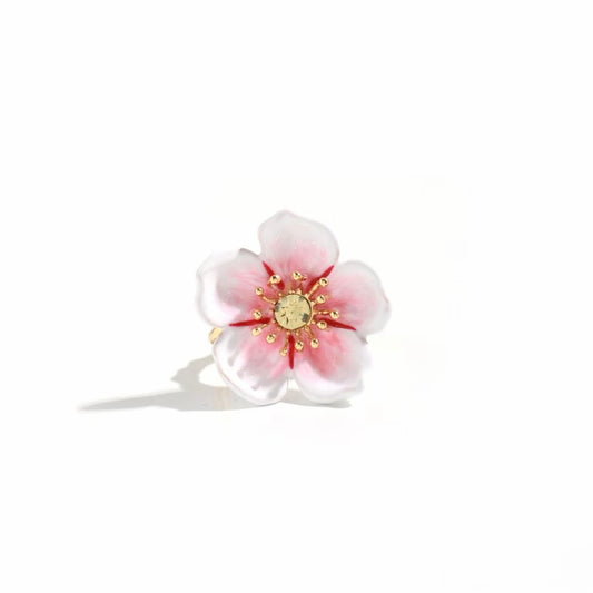 Hand-painted enameled cherry blossom ring
