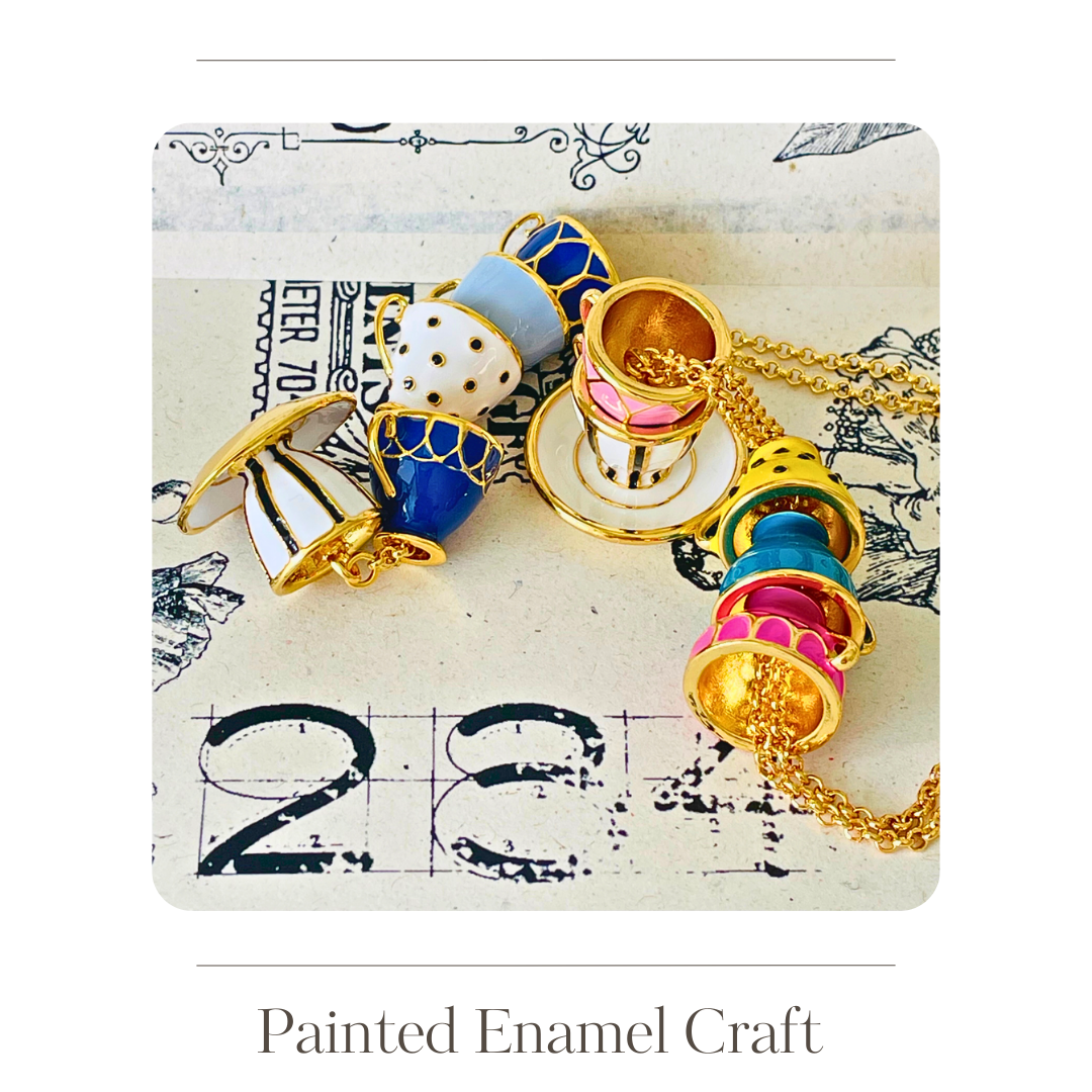Enamel coffee cup necklace