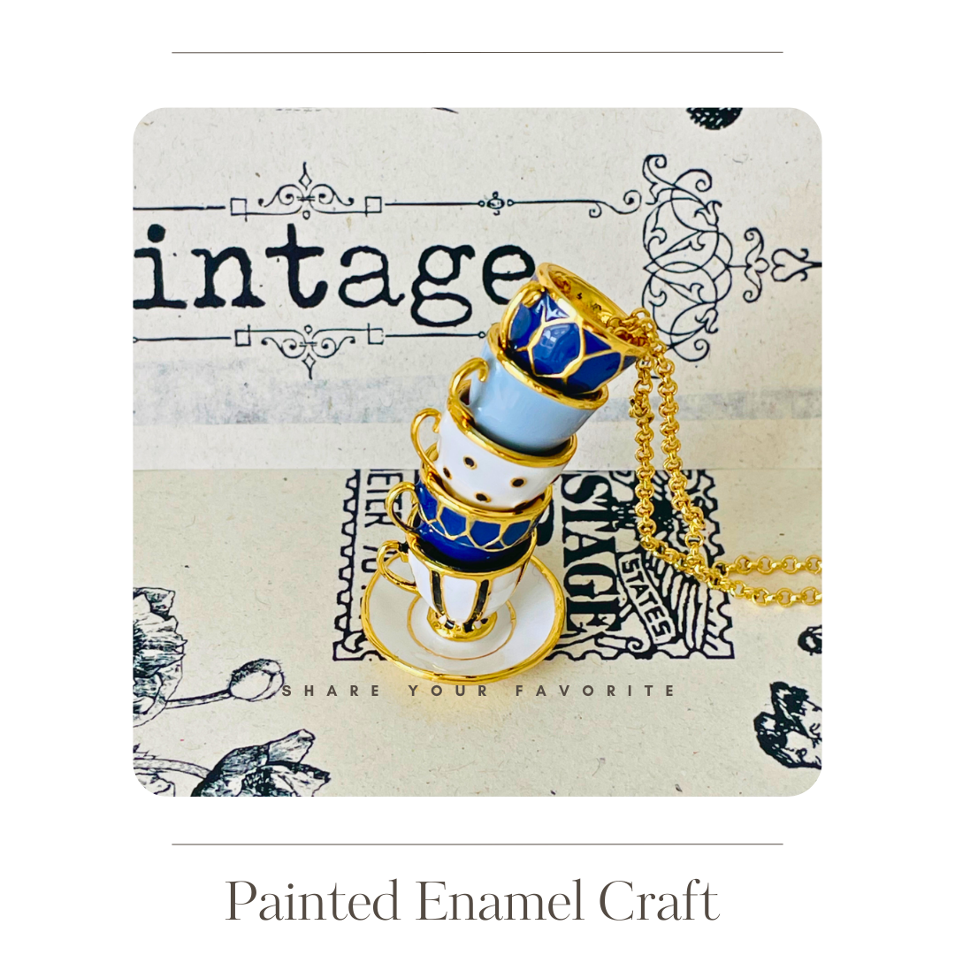 Enamel coffee cup necklace
