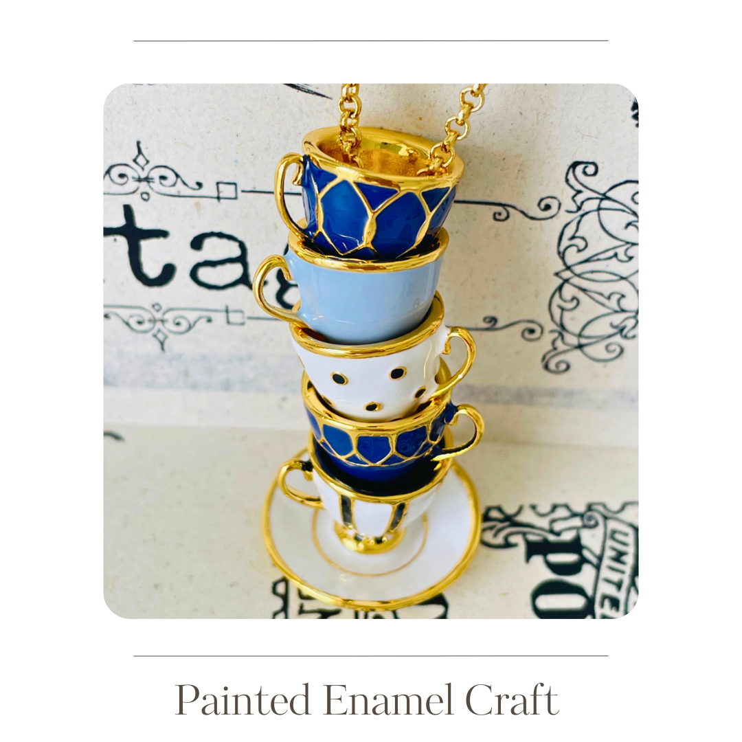 Enamel coffee cup necklace
