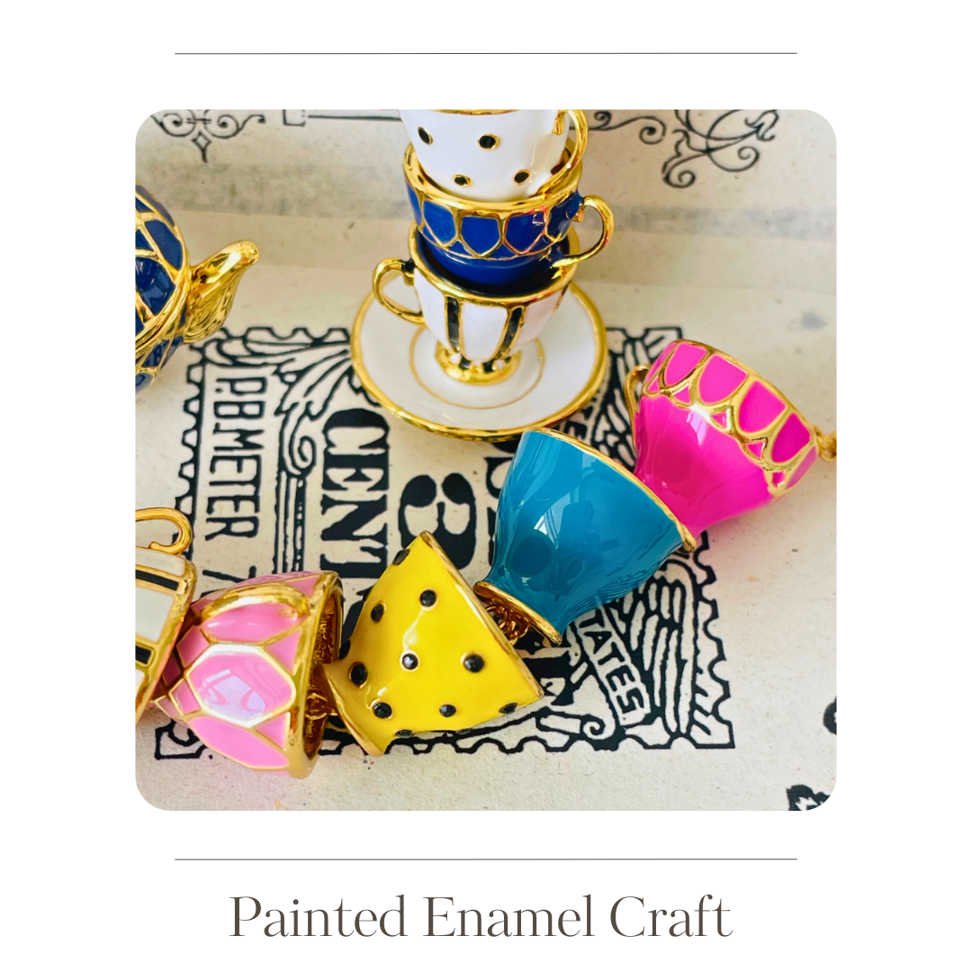 Enamel coffee cup necklace