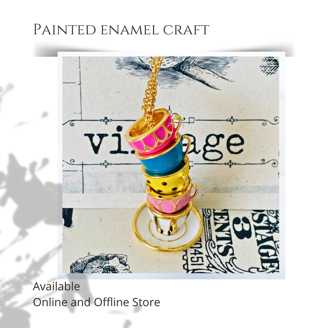 Enamel coffee cup necklace