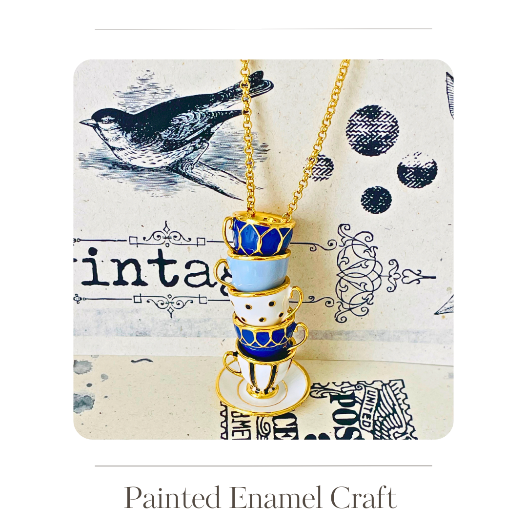 Enamel coffee cup necklace