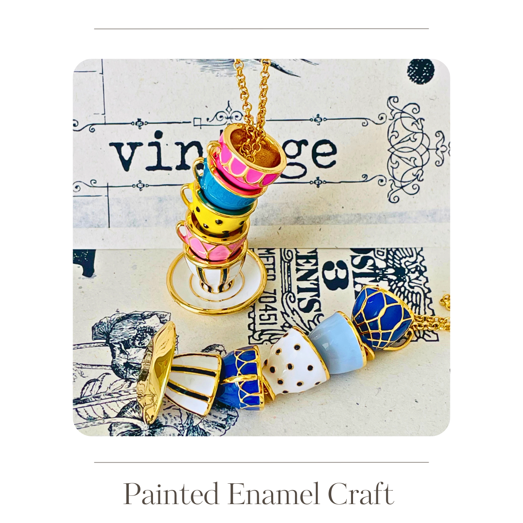 Enamel coffee cup necklace
