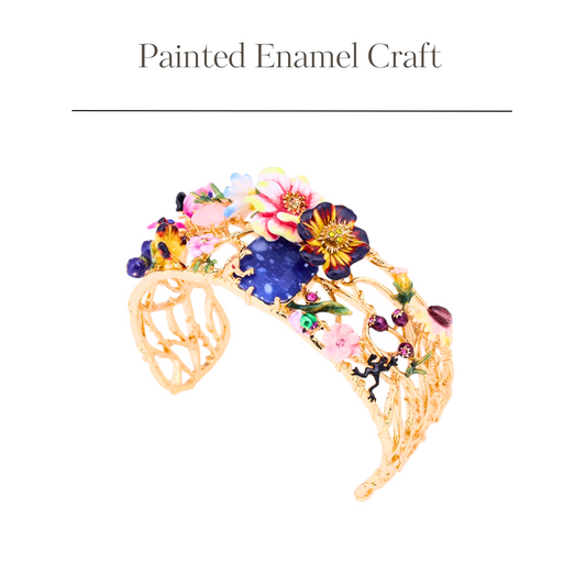 Hand-painted enamel bracelet - Garden and Critters Collection
