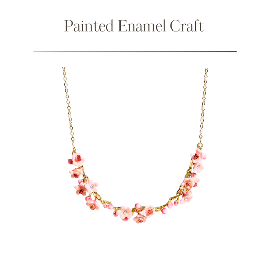 Enamel Cherry Blossom Necklace