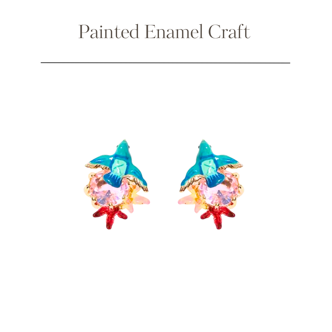 Maple Leaf and Blue Bird Earring