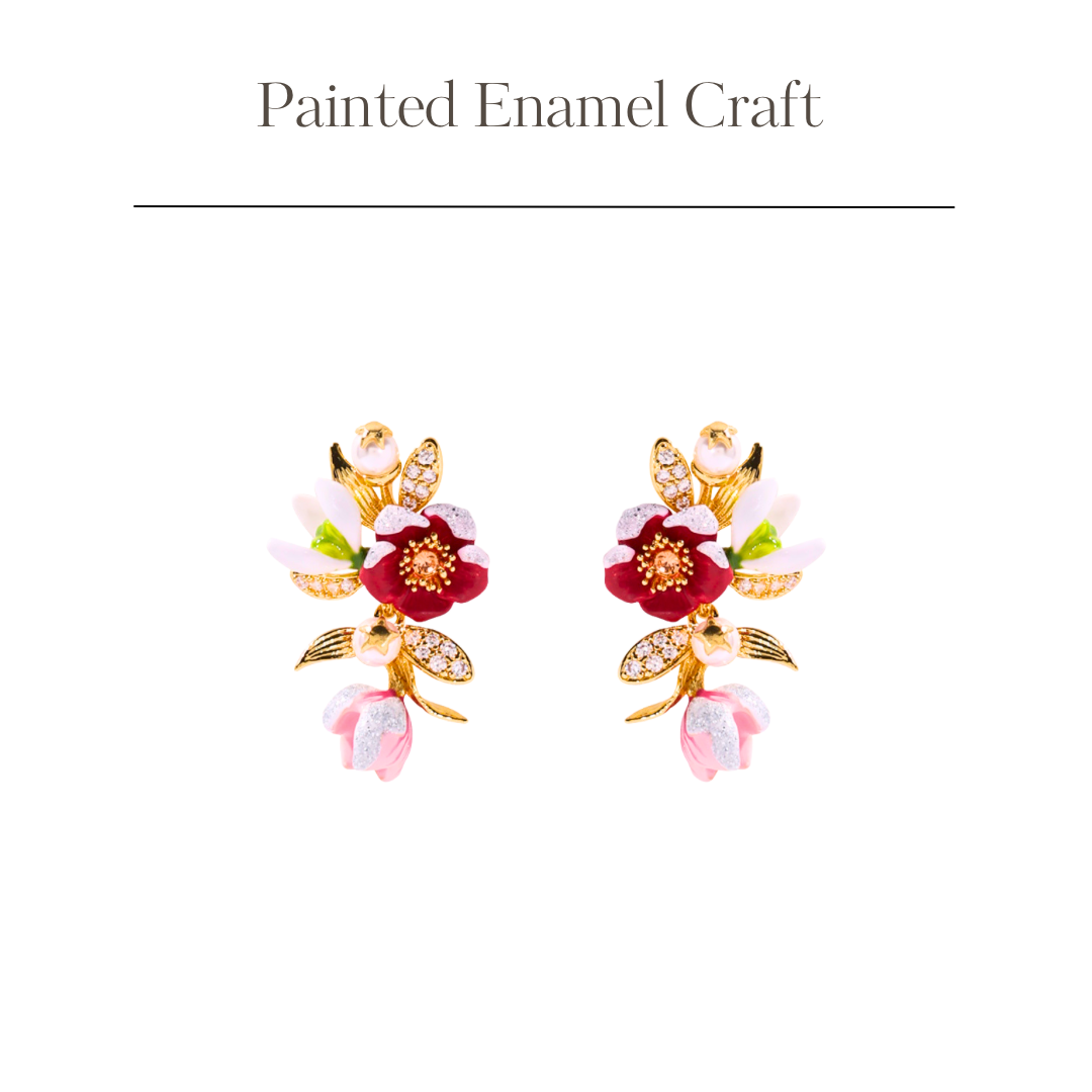 Winter Collection - Snow Covered Red Flower Earring