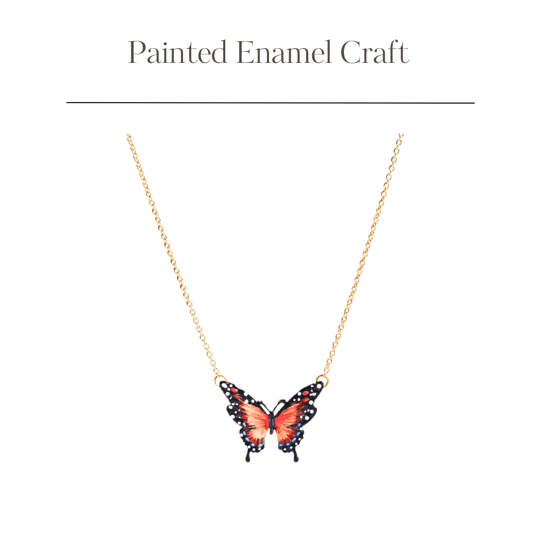 Simple Orange Butterfly Necklace